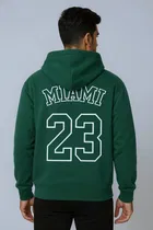 Fleece Printed Hoodie for Men, Green 