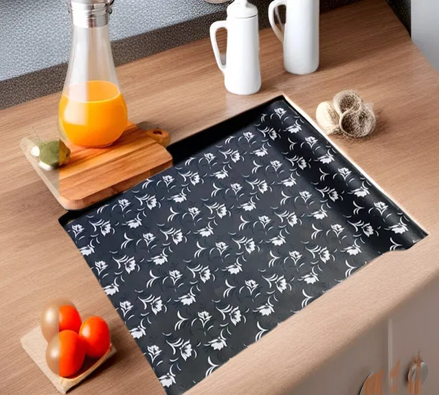 PVC Printed Shelf Mat Roll (Multicolor, 5 m)