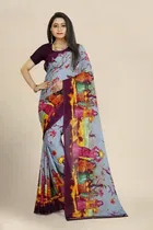 SVB जॉर्जेट साड़ी विद ब्लाउज फॉर विमेंस 