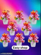 Plastic Artificial Flowers, Multioclor, Pack of 8