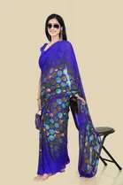 Trendy Georgette Saree with Blouse Piece For Women 