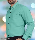 Cotton Blend Solid Shirt for Men, Mint Green 