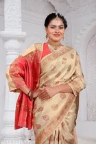 Kanjeevaram Silk Zari Woven Saree for Women 