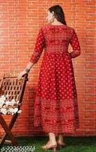 Rayon Printed Anarkali Kurti for Women 