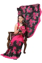 Women Georgette Printed Saree With Unstitched Blouse 