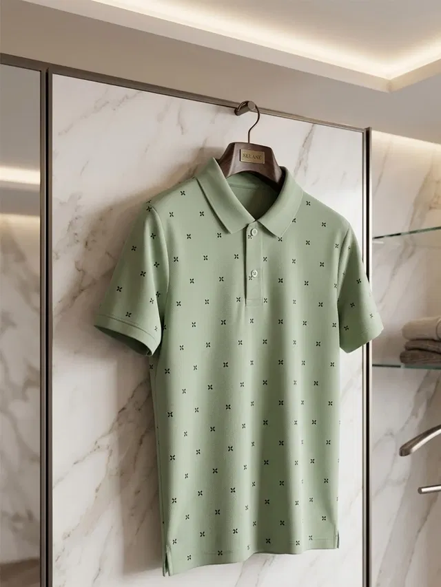 Printed Polo T-shirt for Men (Pista, XXL)