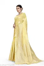Linen Zari Woven Saree for Women 
