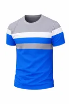 Casual Summer Sportswear Polycotton T-Shirts for Men ,Blue & Grey 