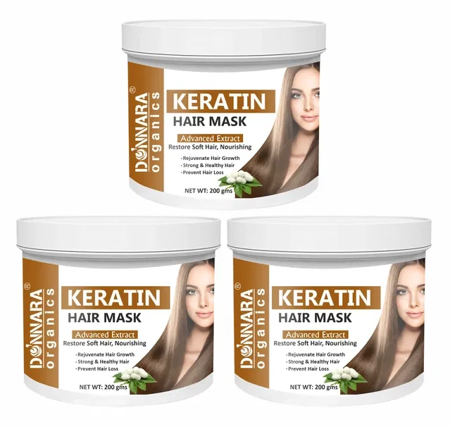 Donnara Organics Keratin Hair Mask (200 g, Pack of 3)
