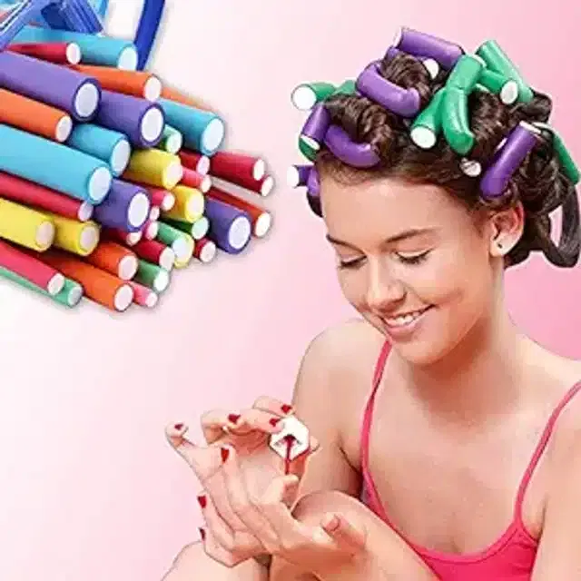 10 Pcs Hair Foam Rollers for Curly Hairs (Multicolor, Set of 1)