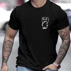 Round Neck Printed T-Shirt for Men (Black , S)