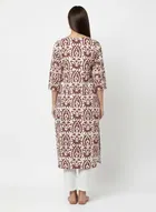 Cotton Blend Printed Kurti for Women, Maroon 