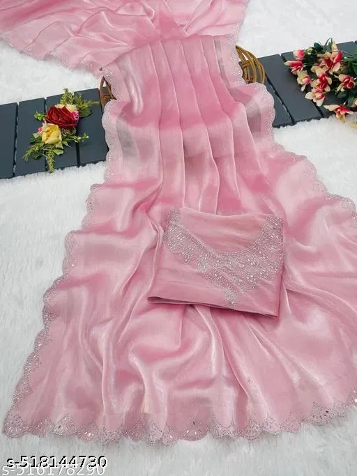 JImmy Choo Saree for Women, Pink (5.5 M)