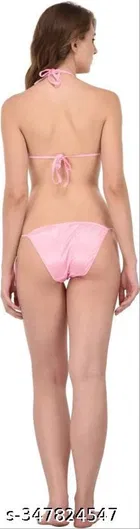 Satin Solid Babydoll for Women, Pink 