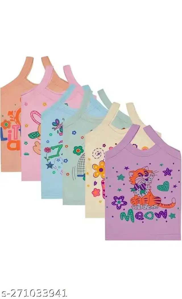 Cotton Vest for Kids (Multicolor, 0-3 Months) (Pack of 6)
