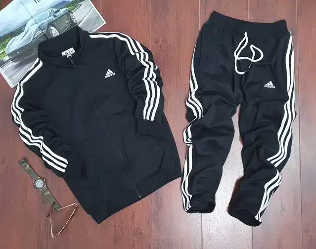 Fleece Hooded Tracksuits for Men (Black, XL)