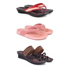 Combo of Heels with Slippers & Flats for Women (Multicolor, 7) (Pack of 3)