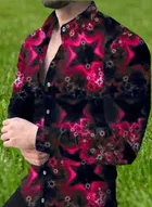 Lycra Printed Shirt For Men, Red 