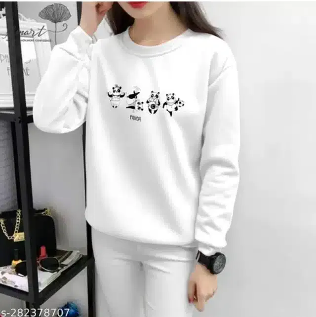 Cotton Blend Printed T-shirt for Women (White, M )