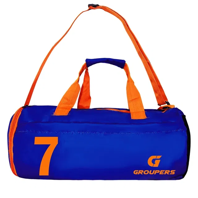 Polyester Printed Gym Bag for Men & Women (Blue & Orange)