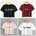 Round Neck Printed Crop T-Shirt for Women 