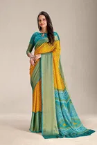 Moss Chiffon Printed Saree for Women 