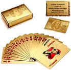 Gold Deck of Waterproof Cards, Flexible PVC Plastic Gold Playing Cards Premium Poker Cards, Gold Waterproof Playing Cards, Washable Flexible Use for Party and Game 