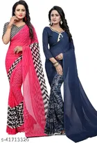 Fancy Georgette Saree for Women, Pack of 2 
