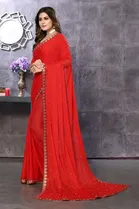 Lycra Solid Saree for Women 