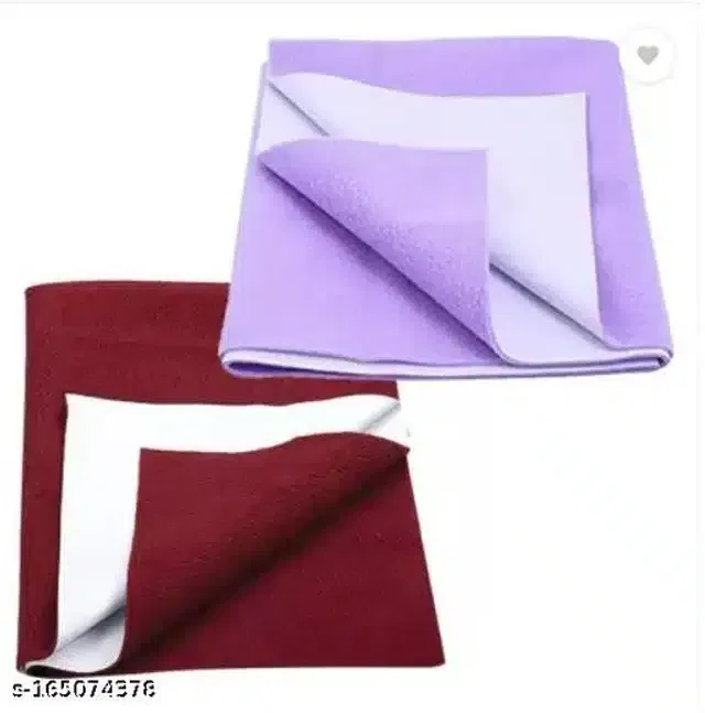 Cotton Mattress Protection Sheet (Purple & Maroon, 28x20 inches) (Pack of 2)