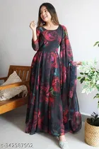 Floral Fit and Flare Maxi Kurti for Women 