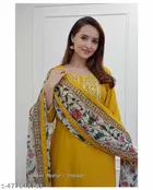 Rayon A-line Kurta Set with Embroidery for Women 