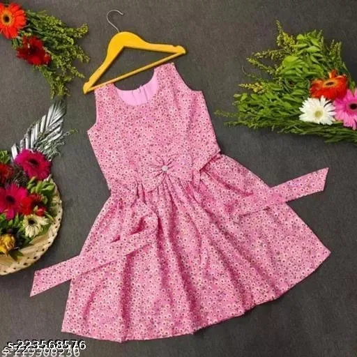 Frock for Girls (Pink, 8-9 Years)