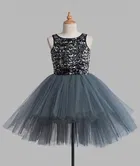 Net Solid Frock for Girls 