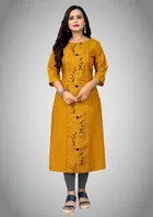 Cotton Blend Embroidered Kurti for Women 