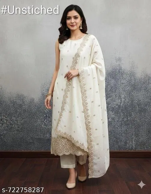 Vichitra Silk Punjabi/All Over Suits for Women (Multicolor, 6.05 meter (M)