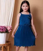 Cotton Blend Solid Dress for Girls 