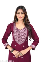 Rayon Slub Embroidered Kurta with Pant for Women 