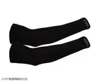 UV Protected Cotton Blend Arm Sleeves for Men & Women, Black, Set of 3