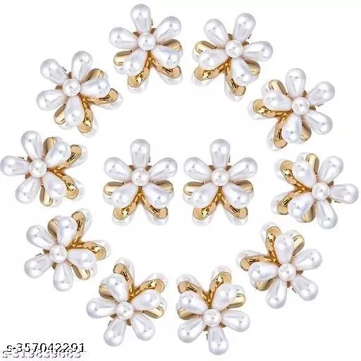 Fancy Hair Clips for Women (White, Pack of 4)