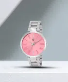 Analog Watch for Women (Silver & Pink)
