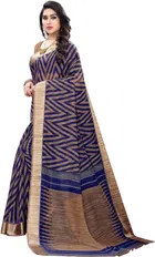 यशिका डिज़ाइनर विमेंस साड़ी प्योर लिनन विद अन्स्टिच ब्लाउज पीस 