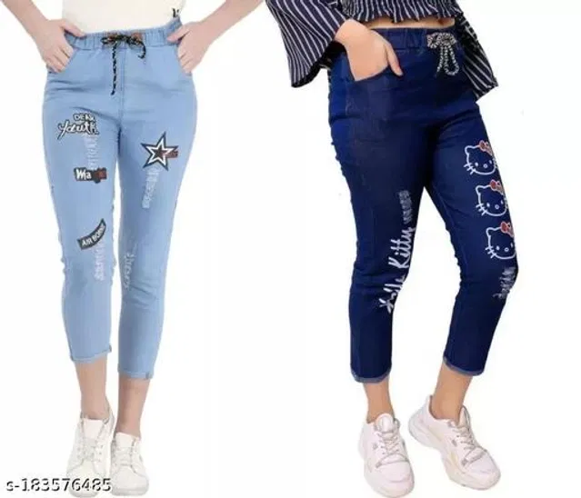 Denim Jeans for Girls (Blue, 14-15 Years) (Pack of 2)