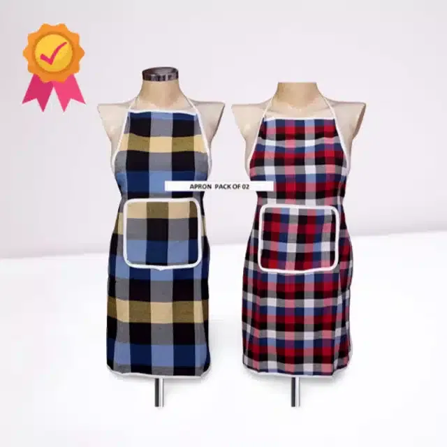 Cotton Kitchen Aprons (Multicolor, Pack of 2)
