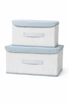 Craft Bazar Multipurpose Foldable Fabric Storage Box Set of 2 with Lid and Handles for Clothes, Toys, Wardrobe, Shelf and Home Organization