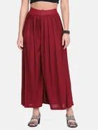 Lycra Solid Palazzo for Women (Maroon, 30)