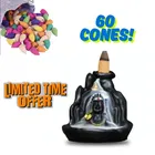 Poly Resin Shiva Murti Showpiece with 60 Pcs Backflow Smoke Cones (Black, Set of 1)