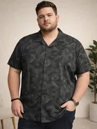 Cotton Blend Printed Shirt for Men, Black 
