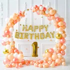 Pastel Theme 1st Birthday Balloon Decoration Kit , Multicolor, Pack Of 64