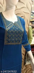 Rayon Slub Printed Kurti for Women 